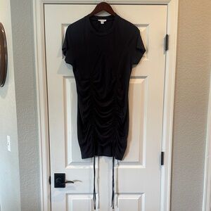 Topshop Black Ruched Short Sleeve Dress